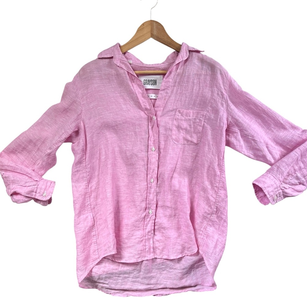 Grayson The Hero Pink Linen Button Up Long Sleeve Shirt 02